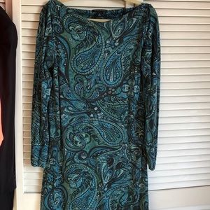 BANANA REPUBLIC dress Paisley green n black tones